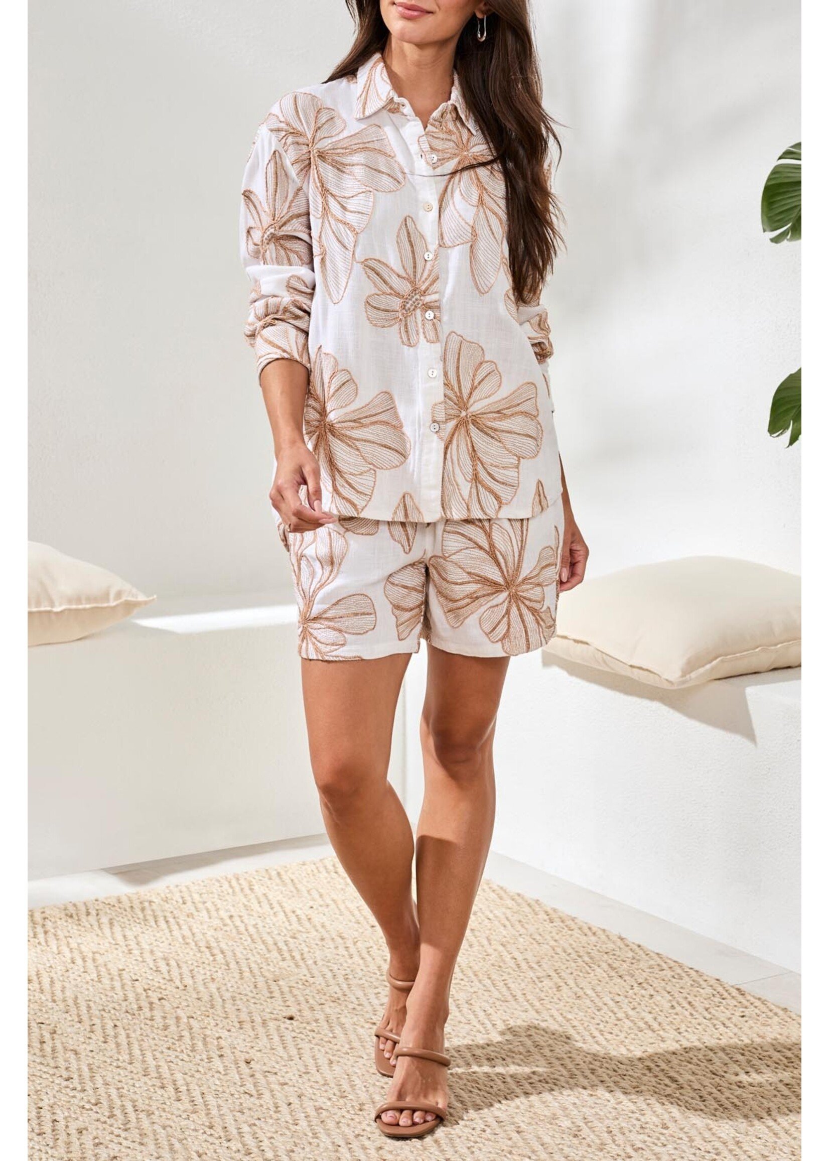 Tribal T Embroidered Flower Blouse