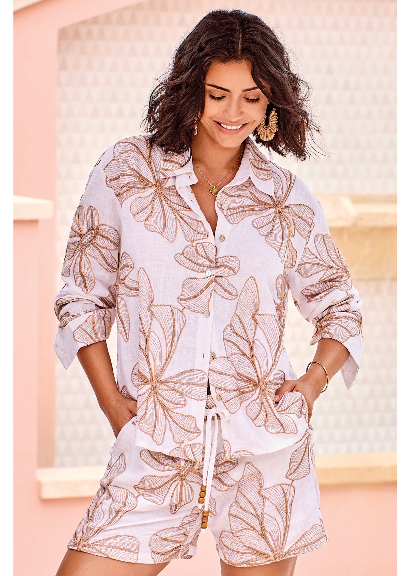 Tribal T Embroidered Flower Blouse