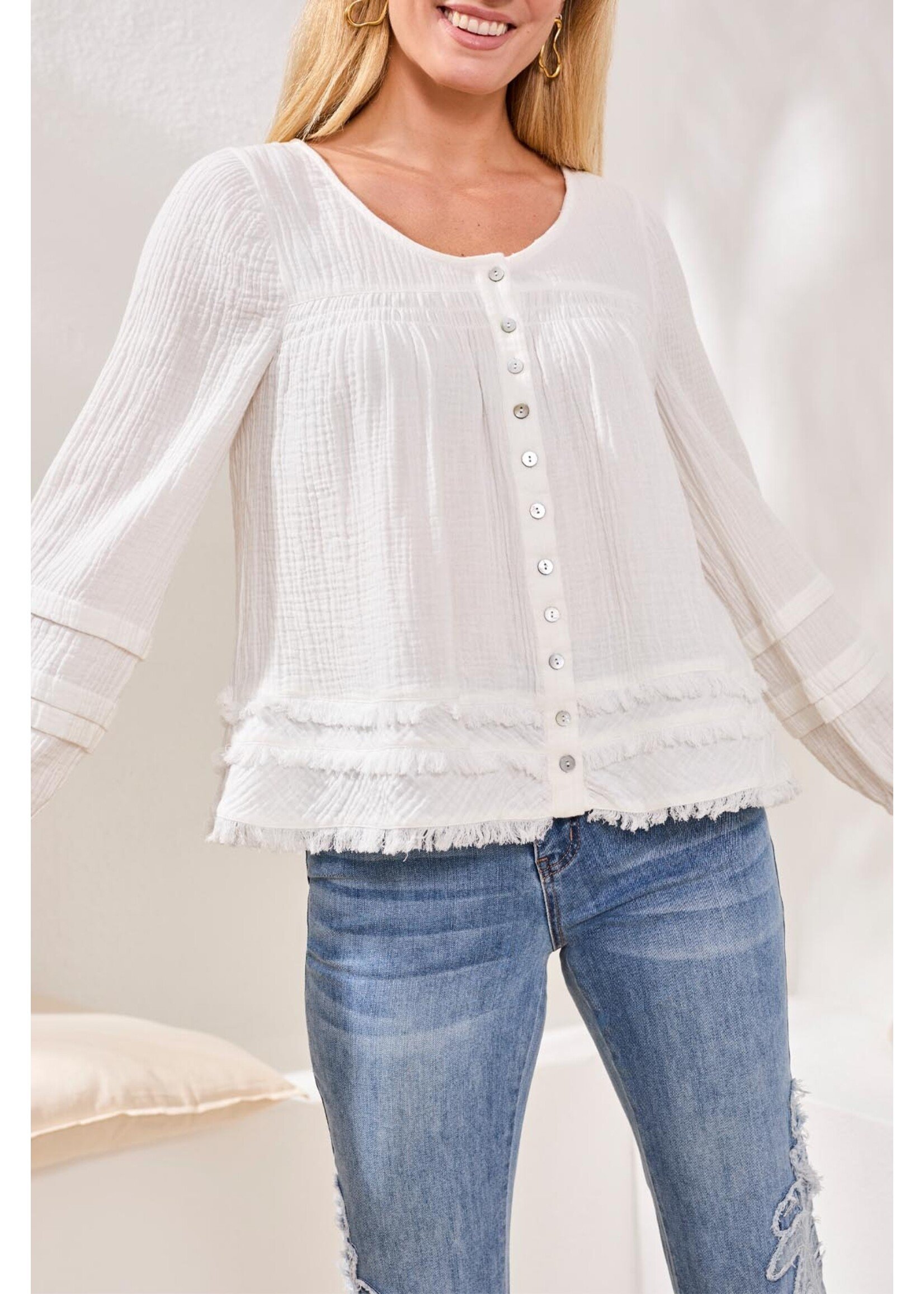 Tribal T Raw Edge Pearl Blouse