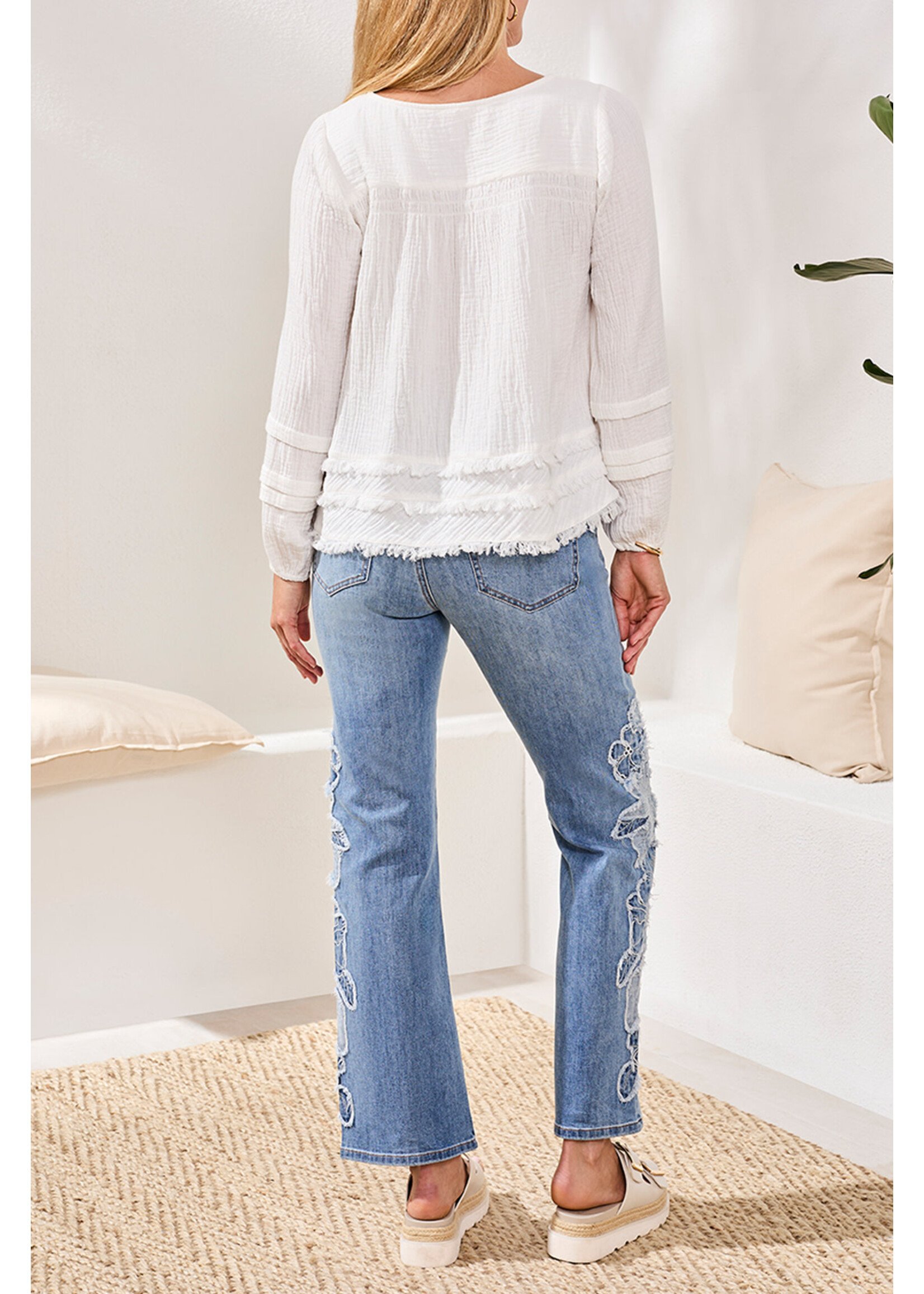 Tribal T Raw Edge Pearl Blouse