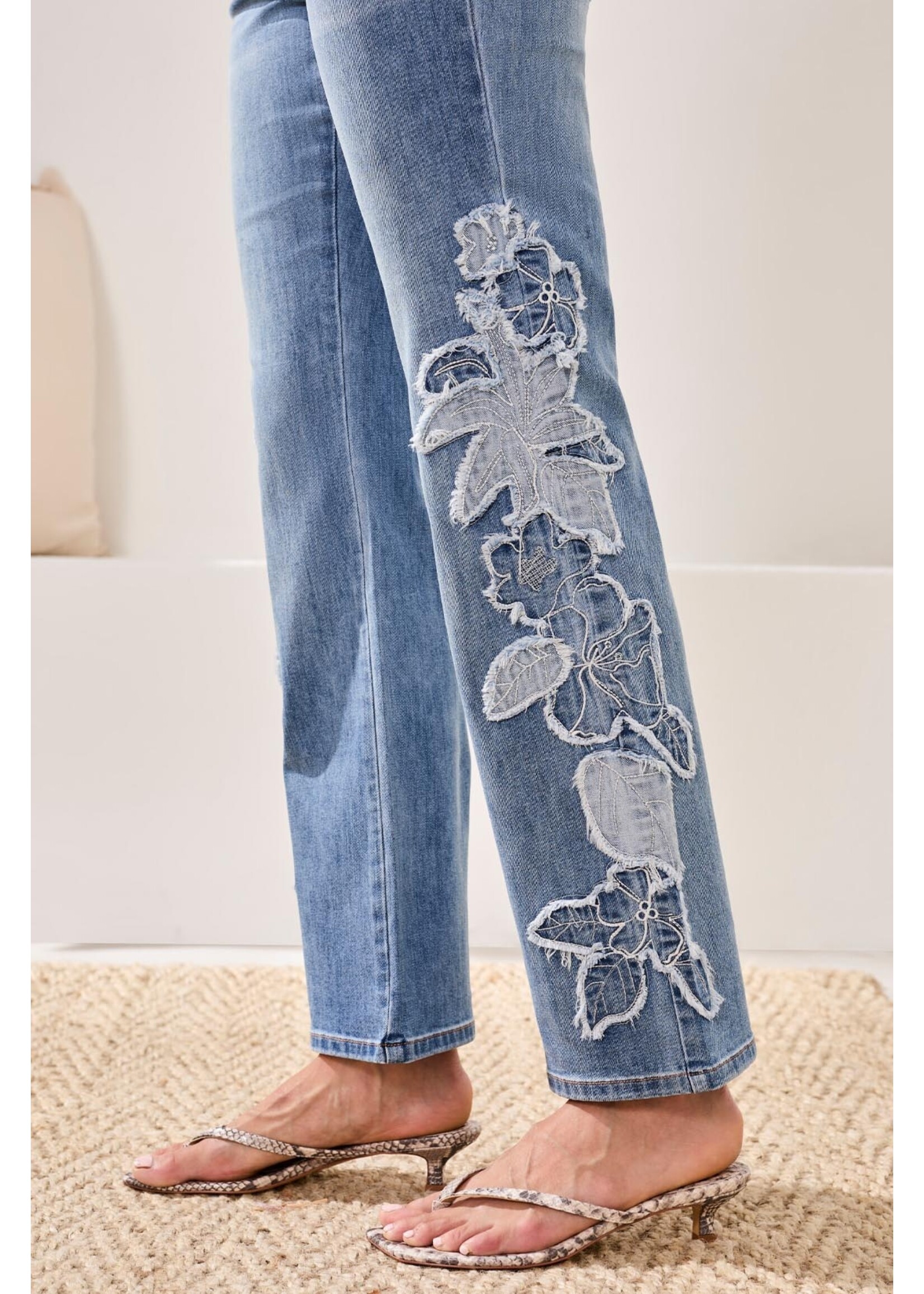 Tribal T Sophia Applique Flare JEan
