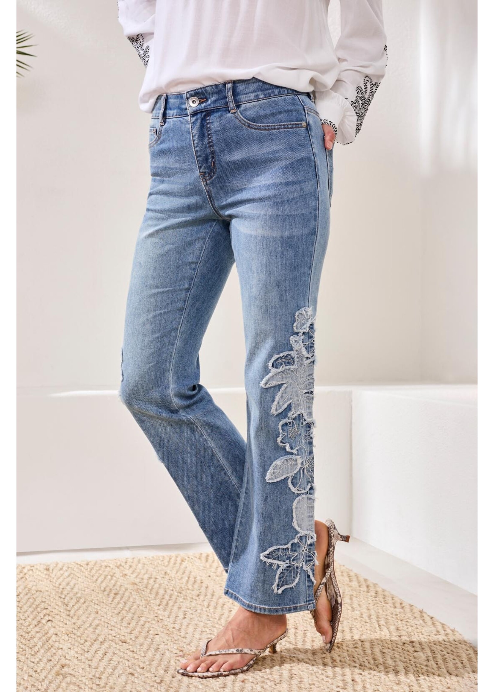 Tribal T Sophia Applique Flare JEan