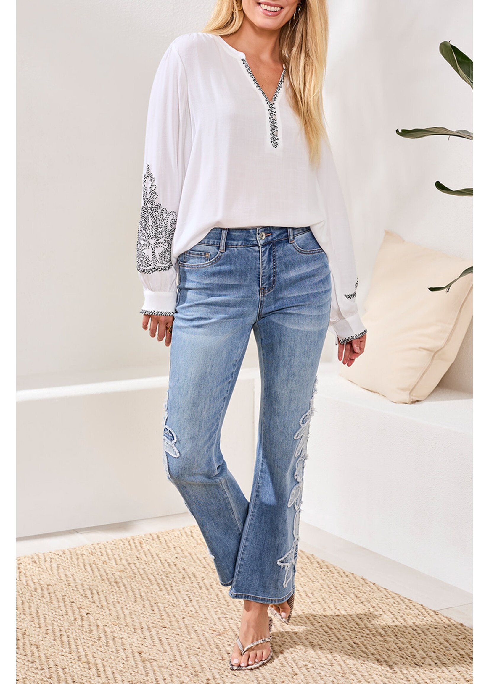 Tribal T Sophia Applique Flare JEan
