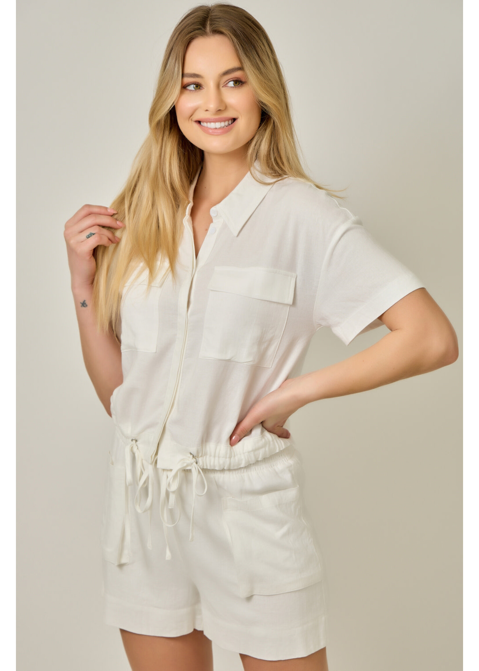 Mystree Myst White Button Blouse