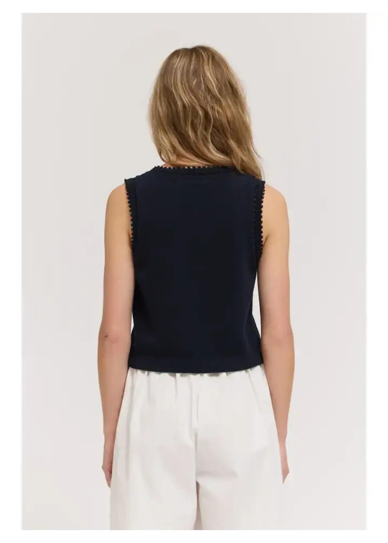 Grade & Gather G&G Navy Edge Trim Vest