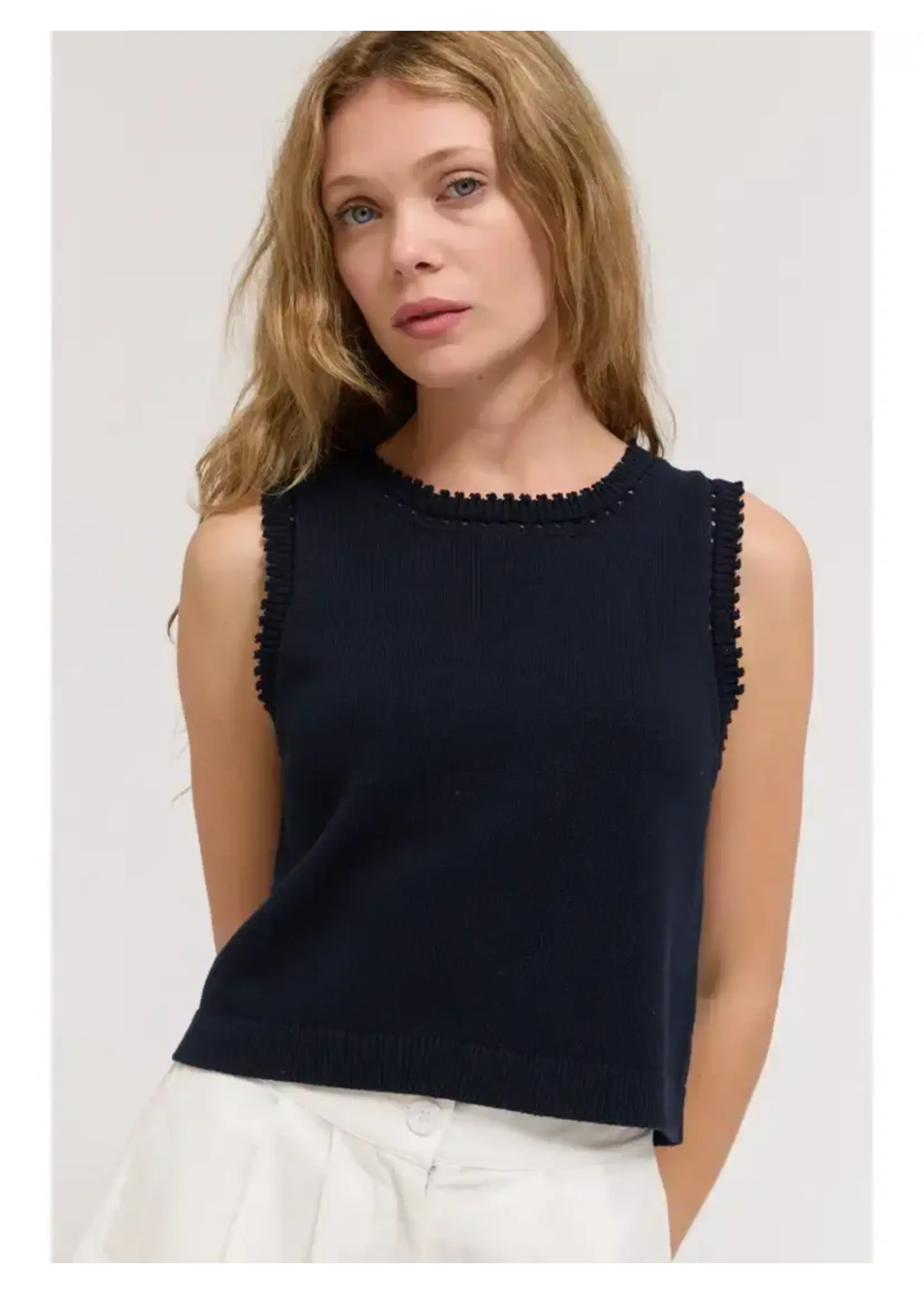 Grade & Gather G&G Navy Edge Trim Vest