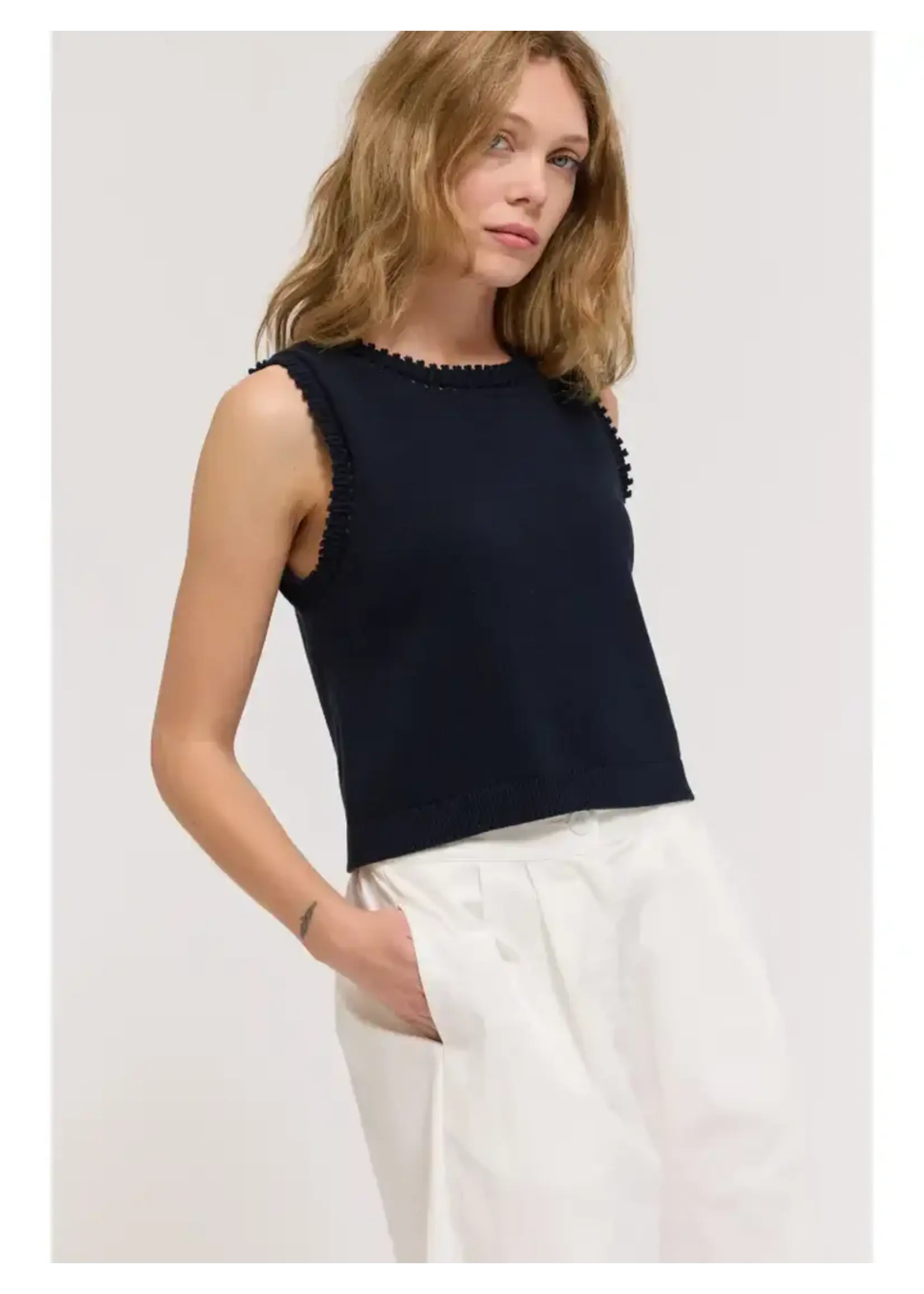 Grade & Gather G&G Navy Edge Trim Vest