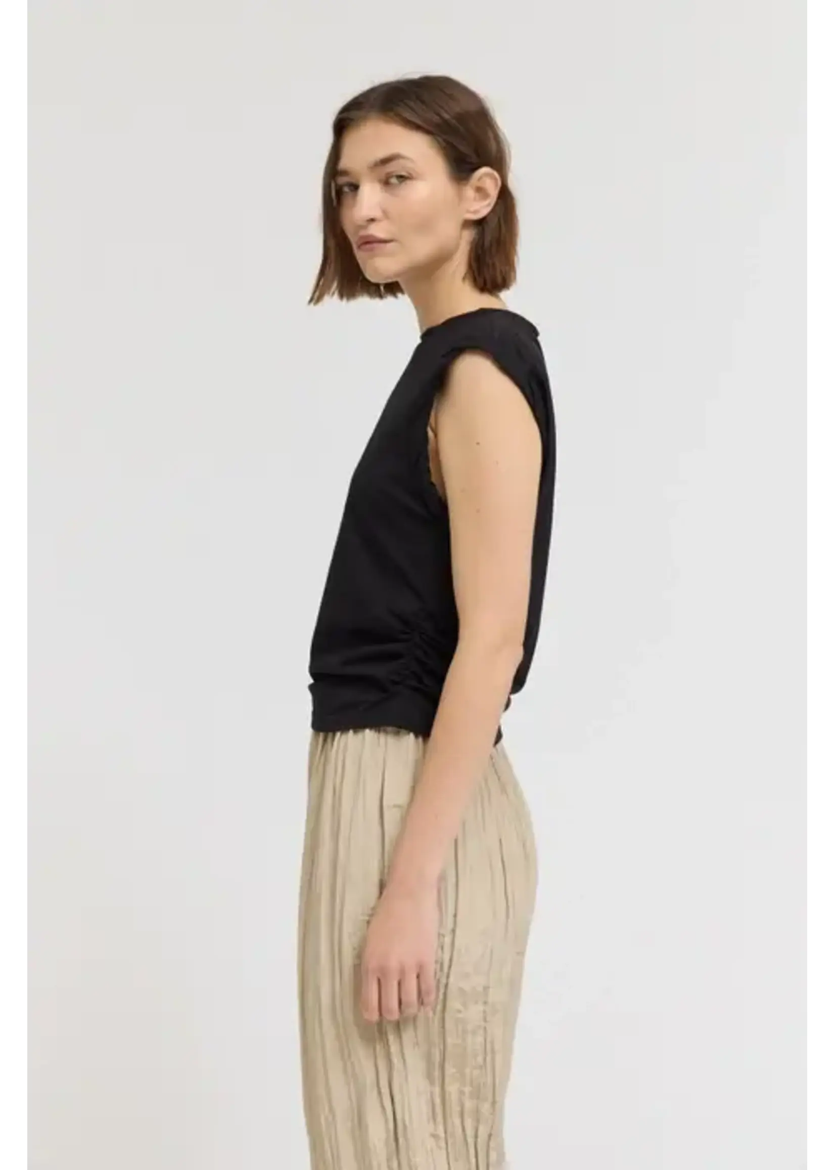 Grade & Gather G&G Black Ruched Tee