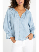 Liverpool Chambray Ruffle Blouse