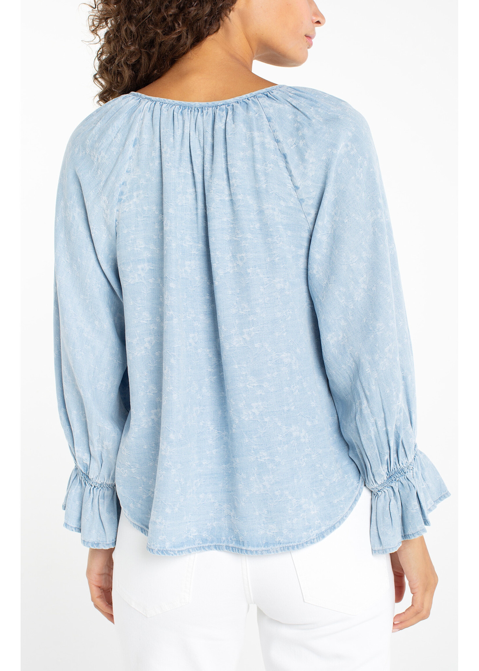 Liverpool LP Chambray Ruffle Blouse