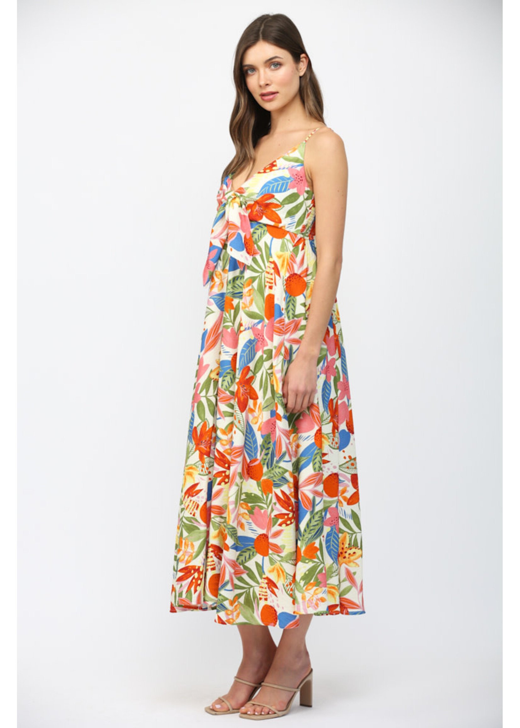 Fate F  Midi Dress w Frt Bow & Slit