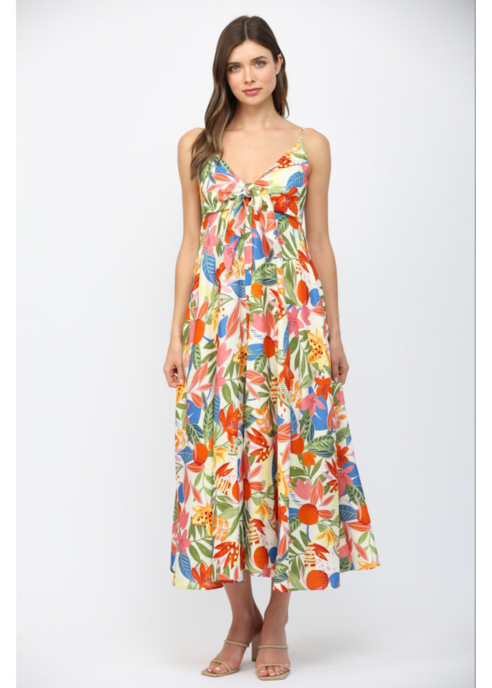 Fate F  Midi Dress w Frt Bow & Slit