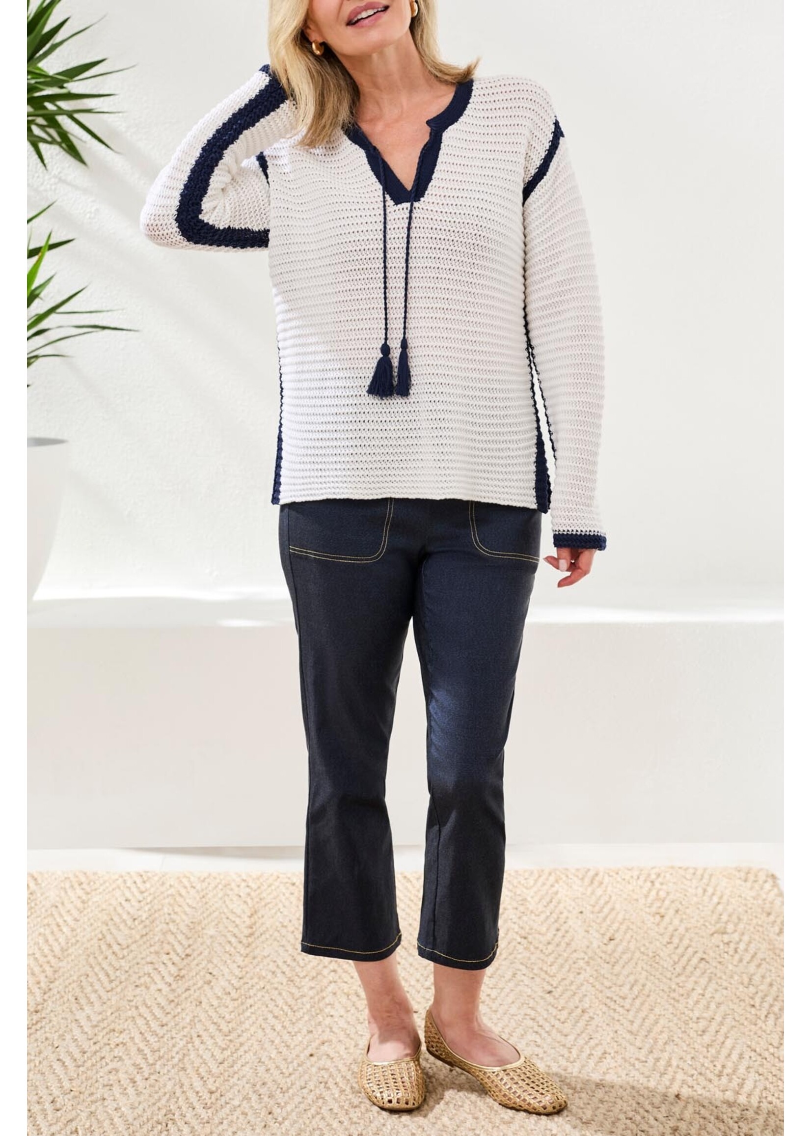 Tribal T White Notch collar Top