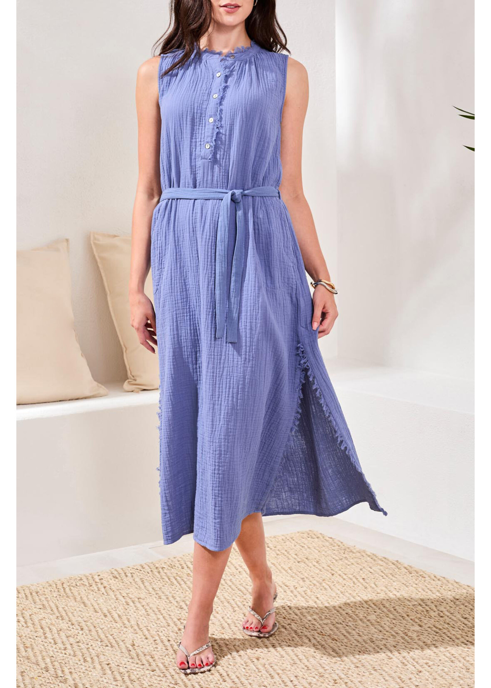 Tribal T Blue Side Slit Maxi