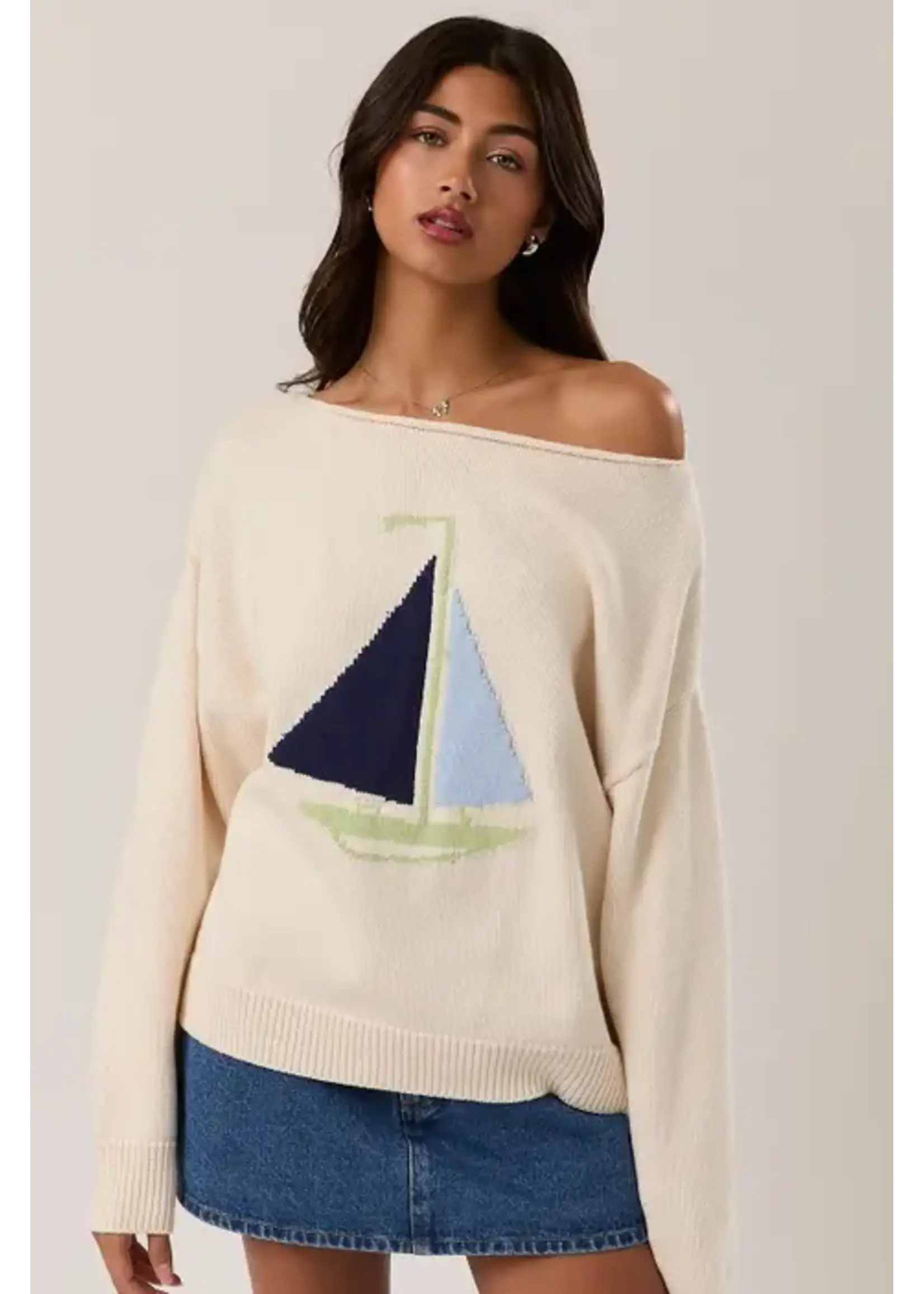 Le Lis LeL Ivory Sailboat Sweater