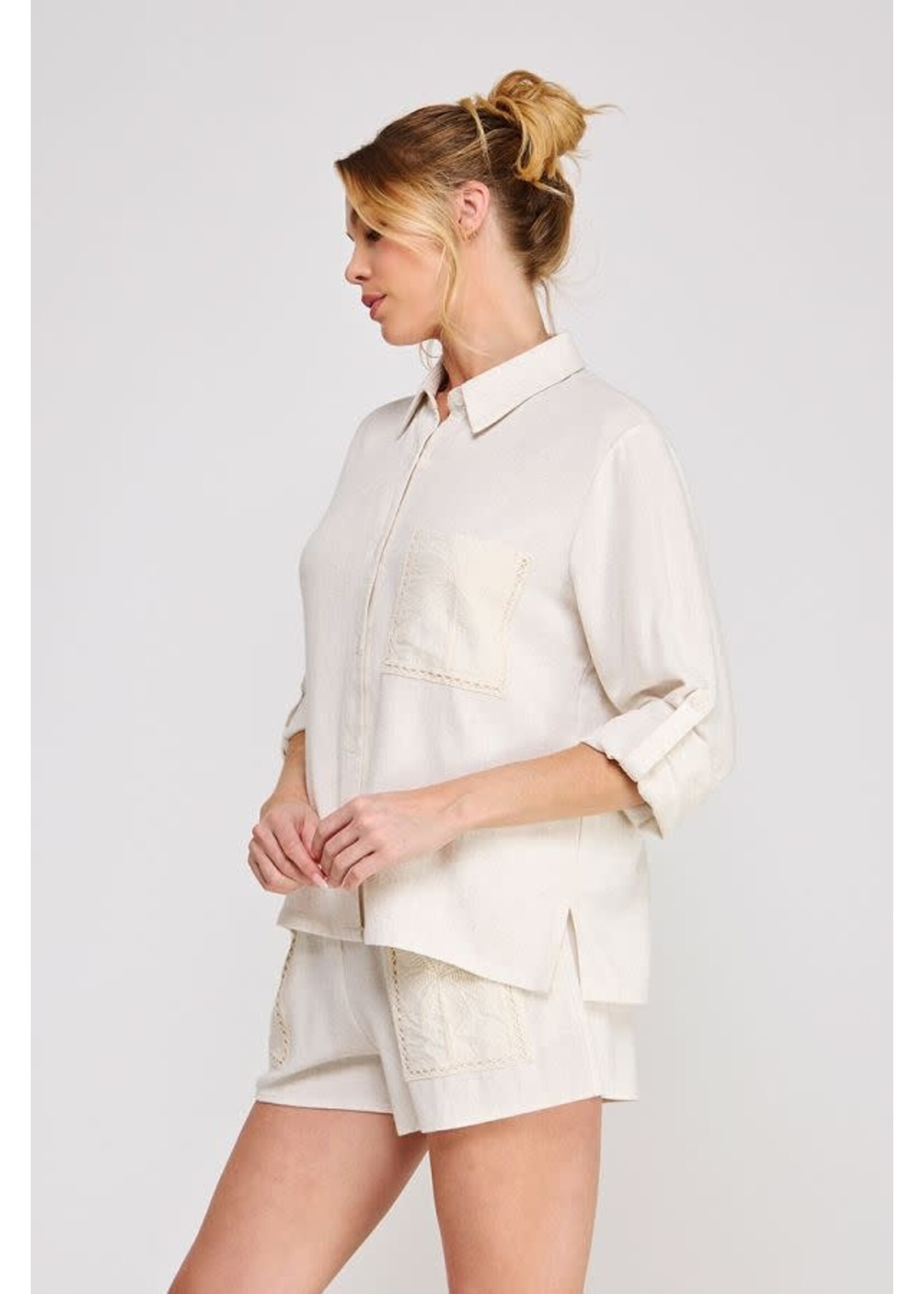 Allie Rose AR Button Down Textured Top