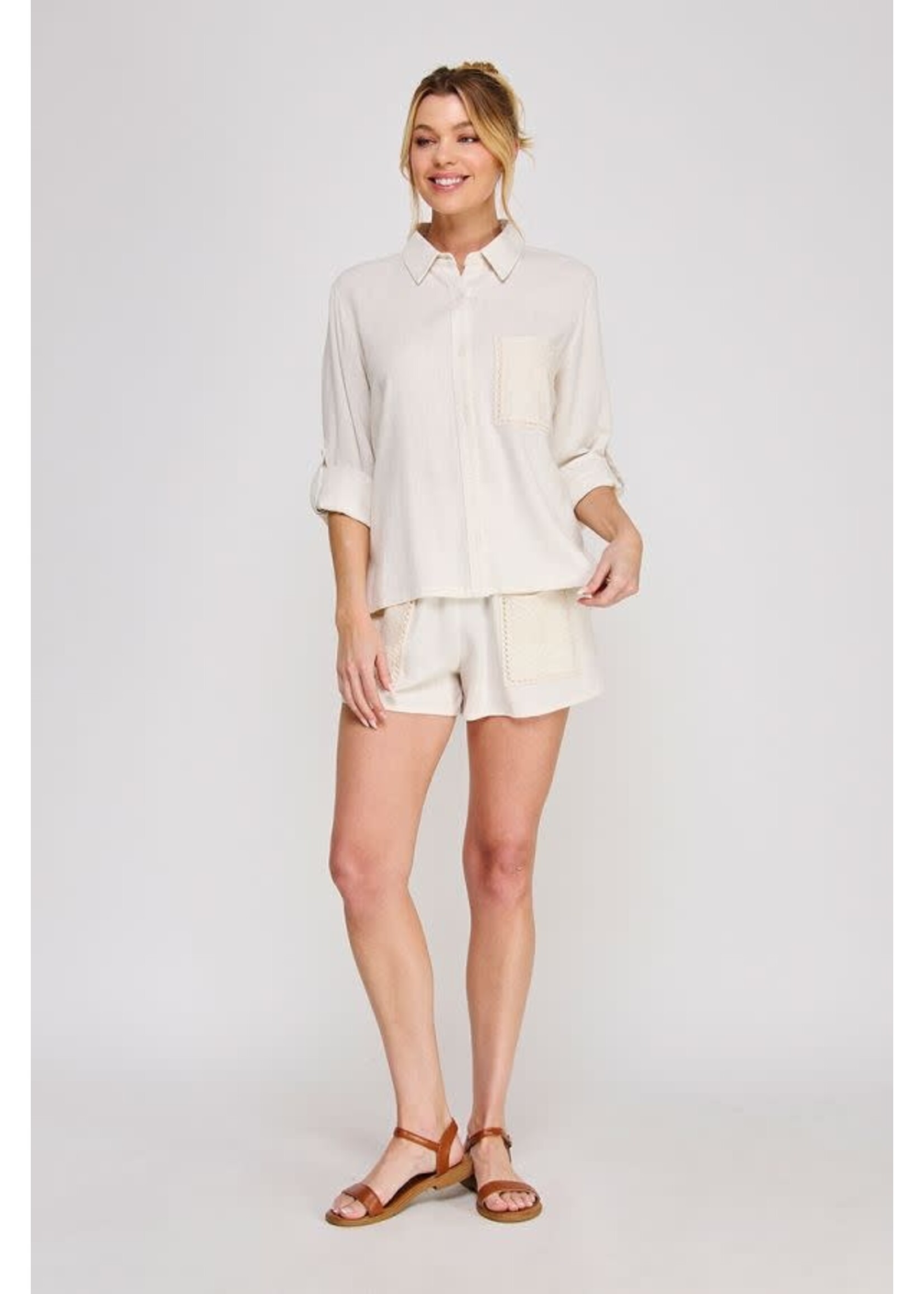 Allie Rose AR Button Down Textured Top