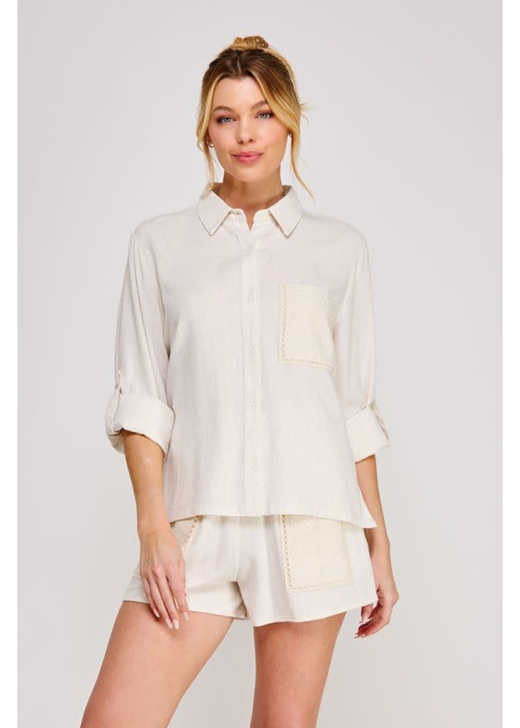 Allie Rose AR Button Down Textured Top