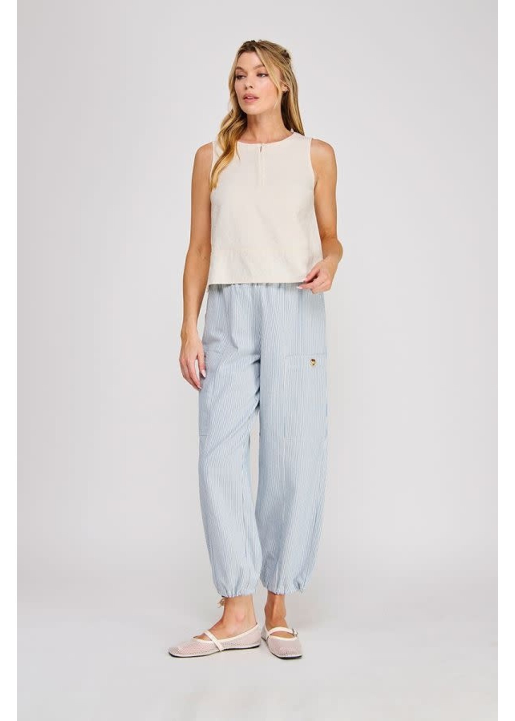 Allie Rose AR  Button Collar Textured Tank