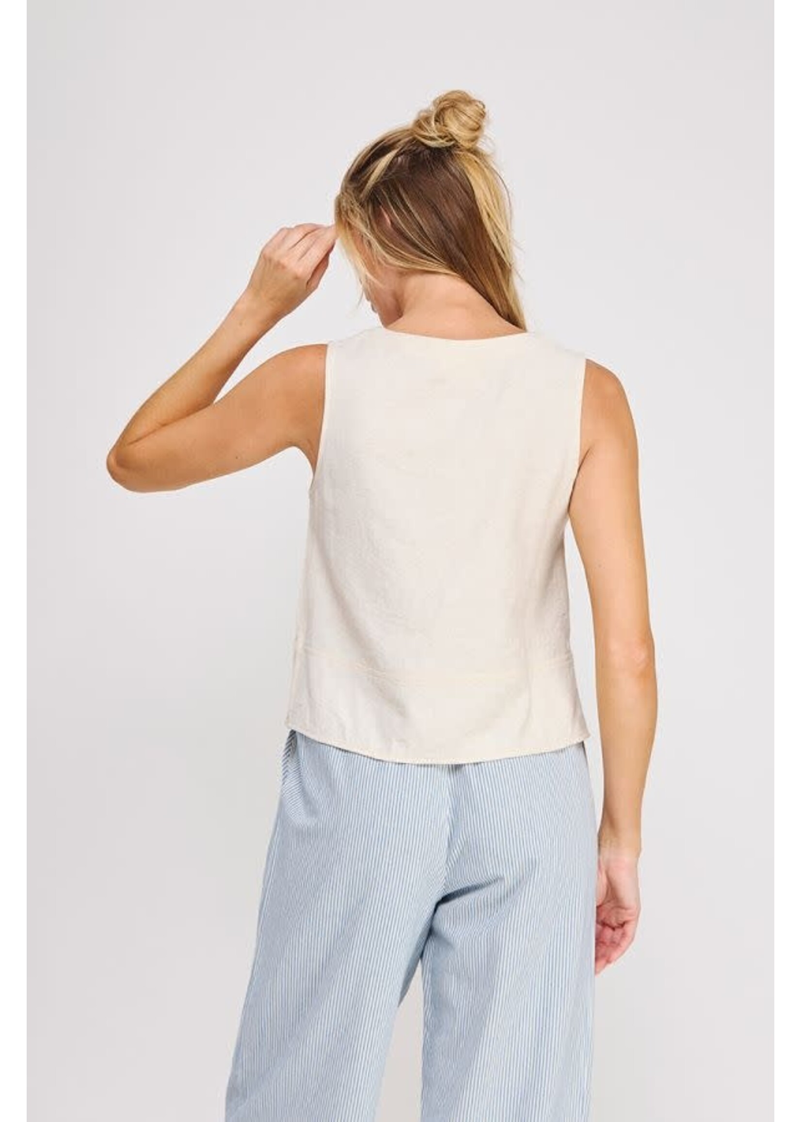 Allie Rose AR  Button Collar Textured Tank