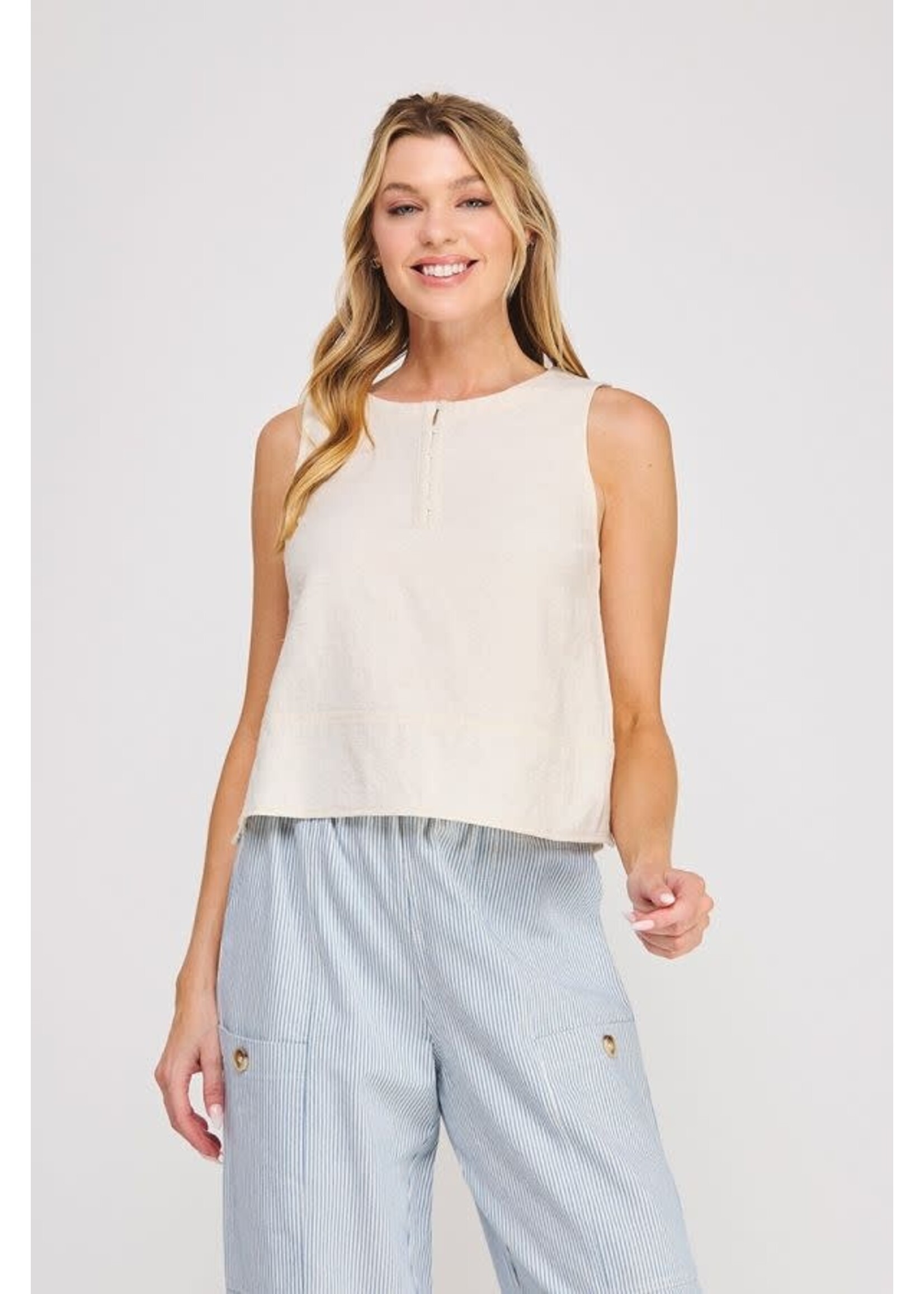 Allie Rose AR  Button Collar Textured Tank