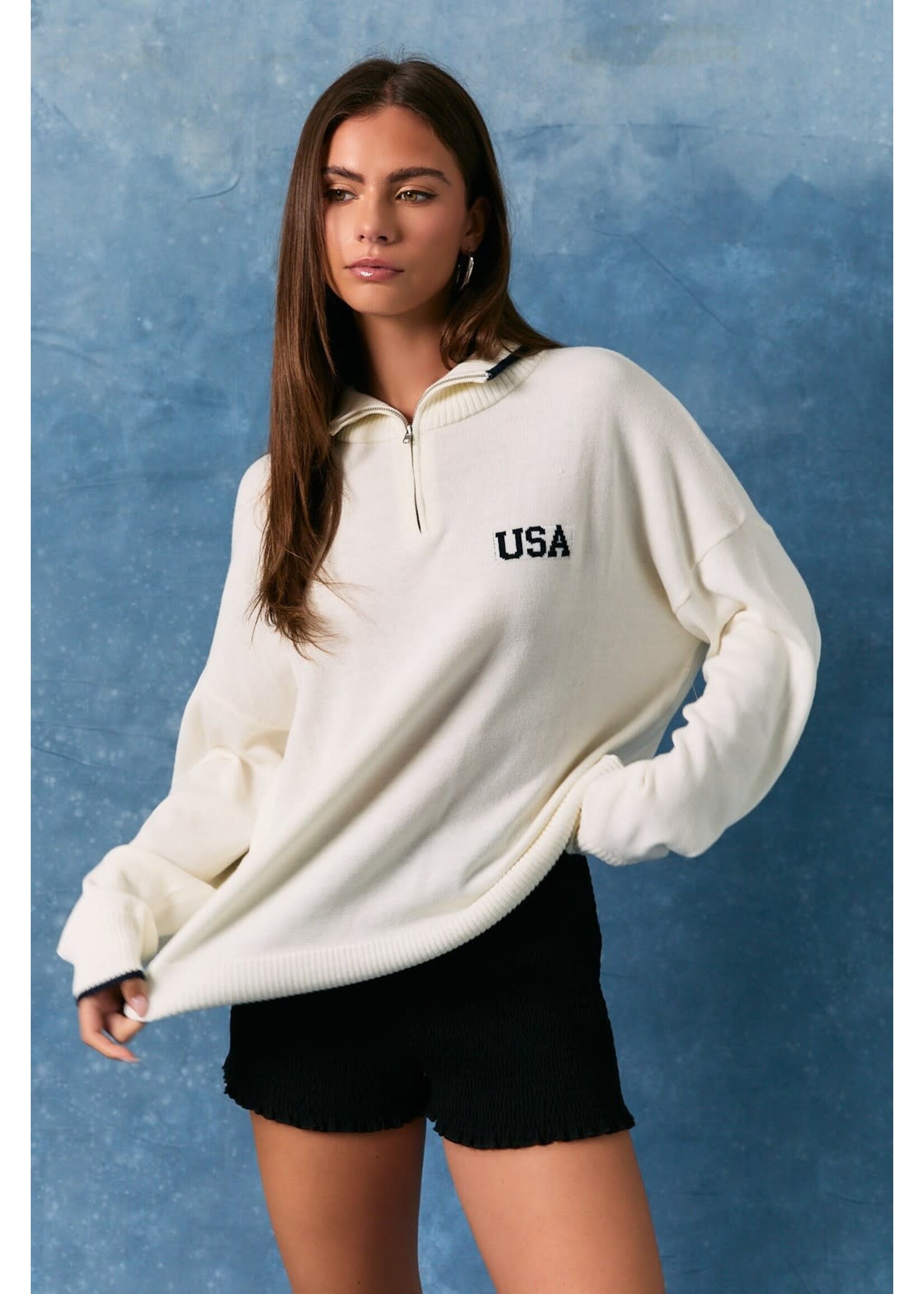 Le Lis LL Flag Half Zip Polo Sweater