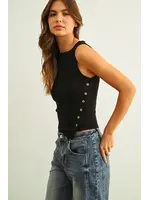 Miou Muse Ribbed Side Button Tank