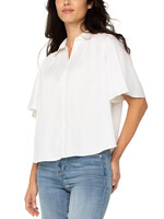 Liverpool LP White Shirred Button Blouse