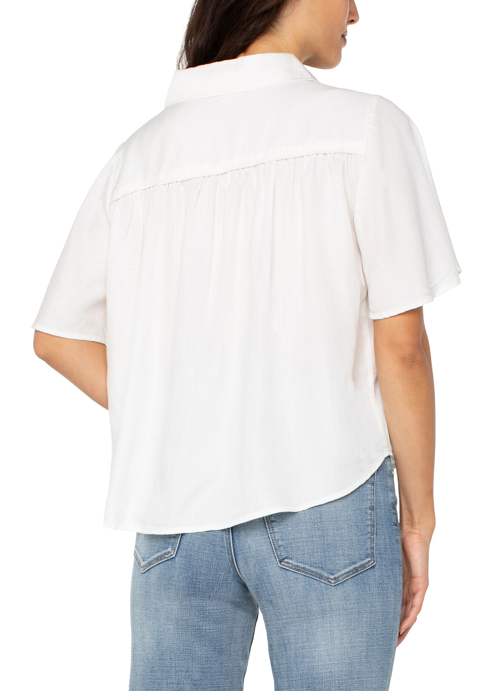 Liverpool LP White Shirred Button Blouse