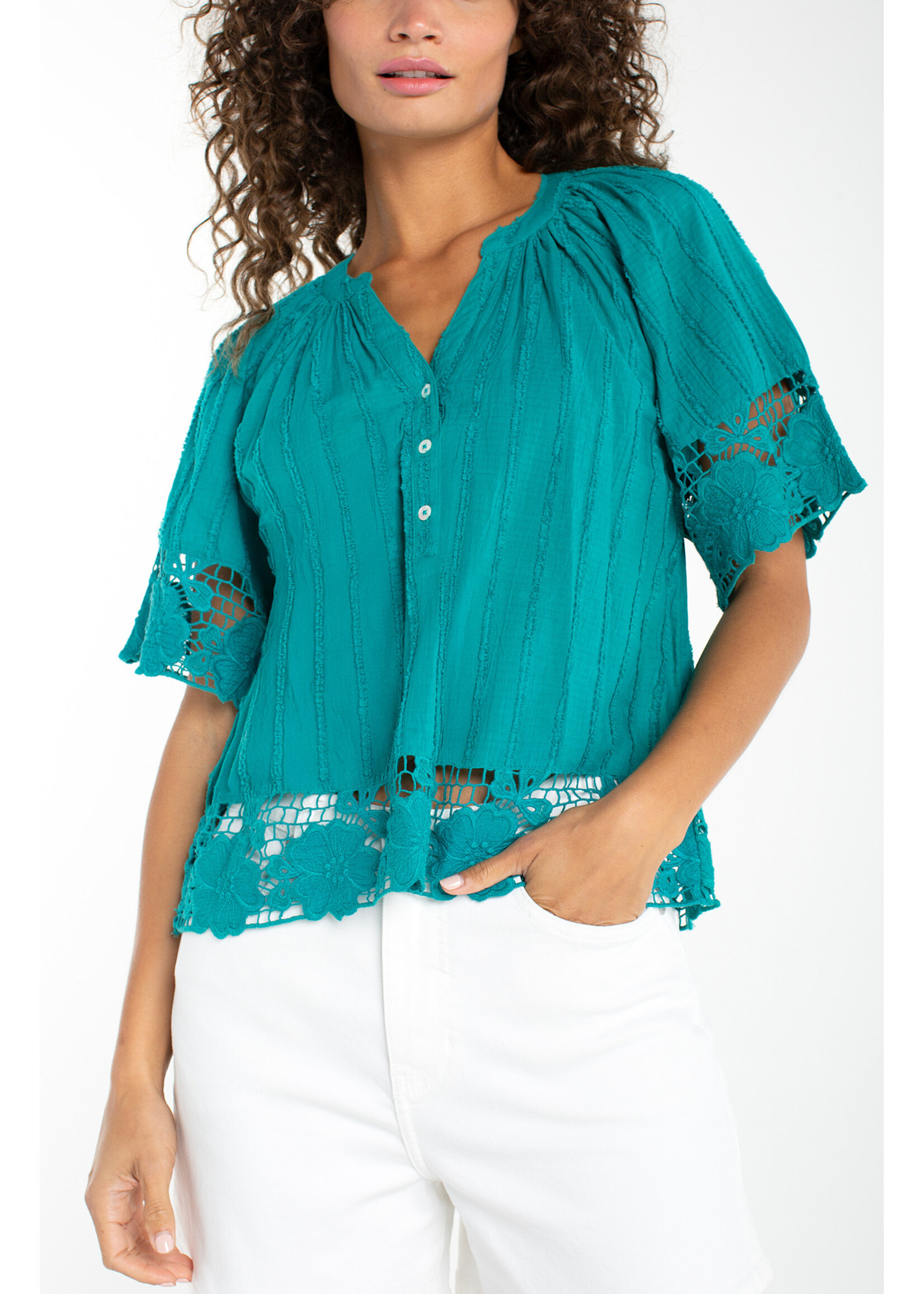 Liverpool LP Teal Tide Crochet Blouse