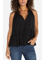 Liverpool Black Ruffle Halter Tank