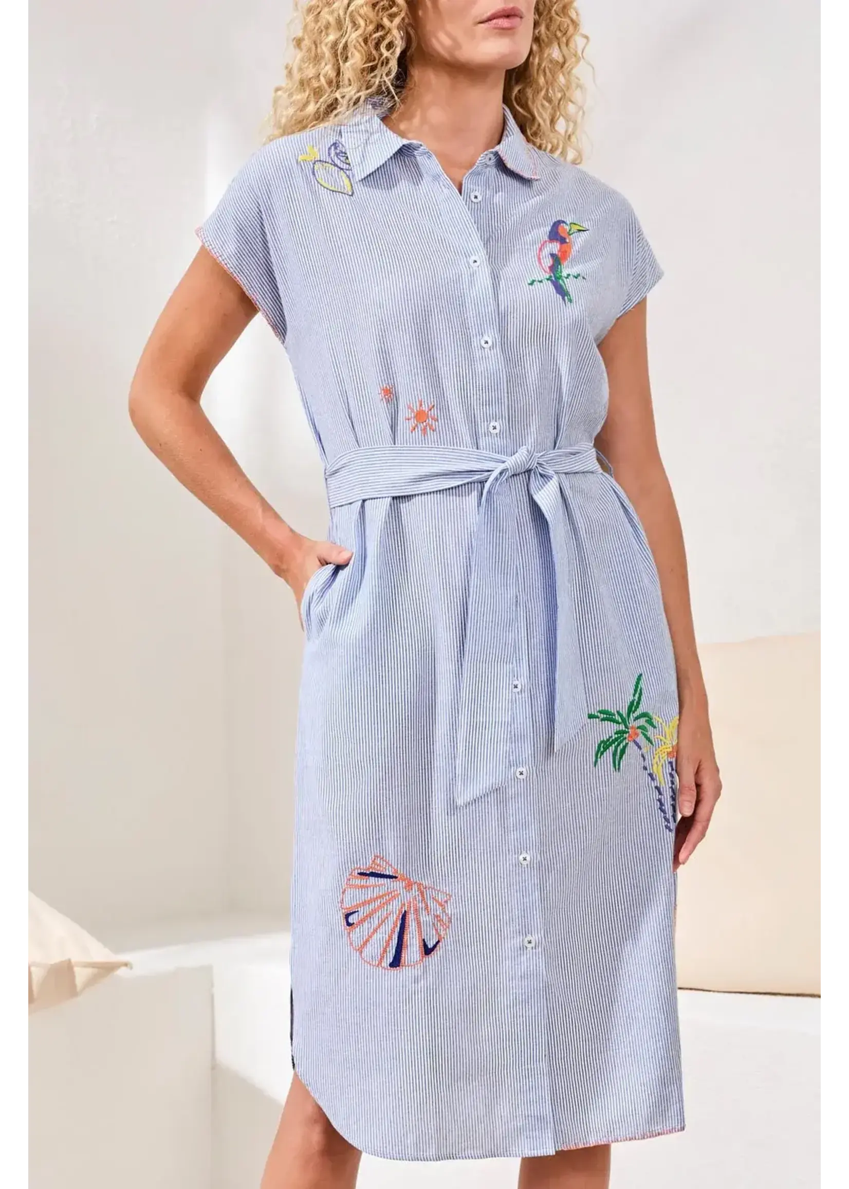 Tribal T  Embroidered Shirt Dress