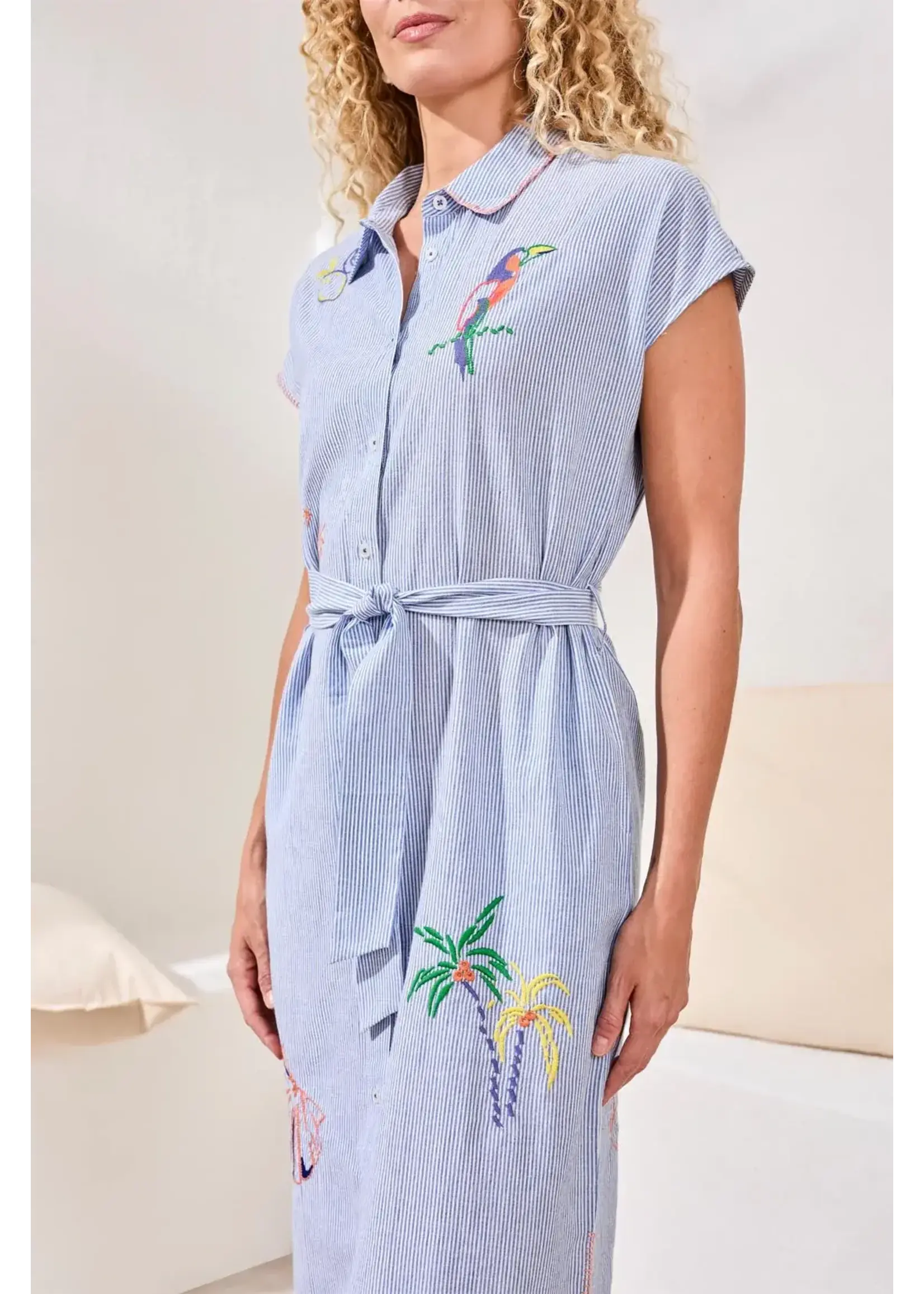 Tribal T  Embroidered Shirt Dress