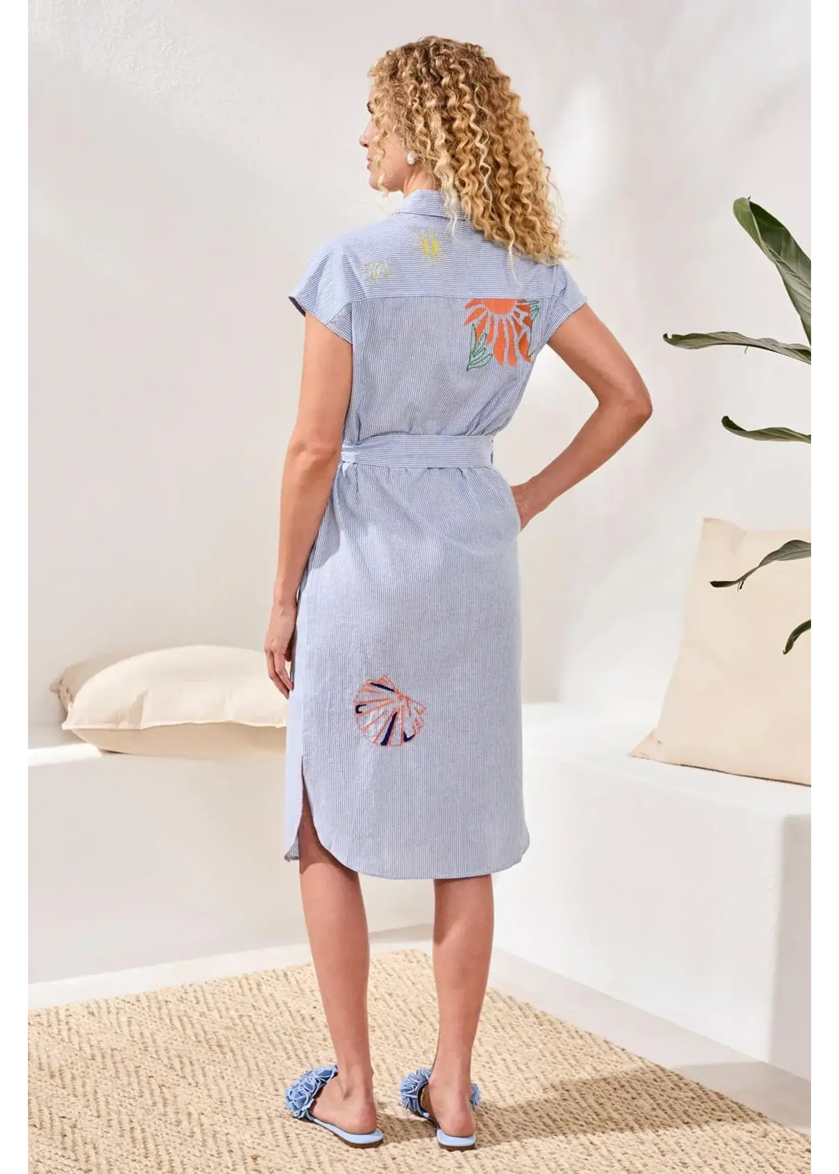 Tribal T  Embroidered Shirt Dress