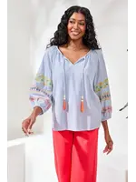 Tribal Embroidered Raglan Blouse