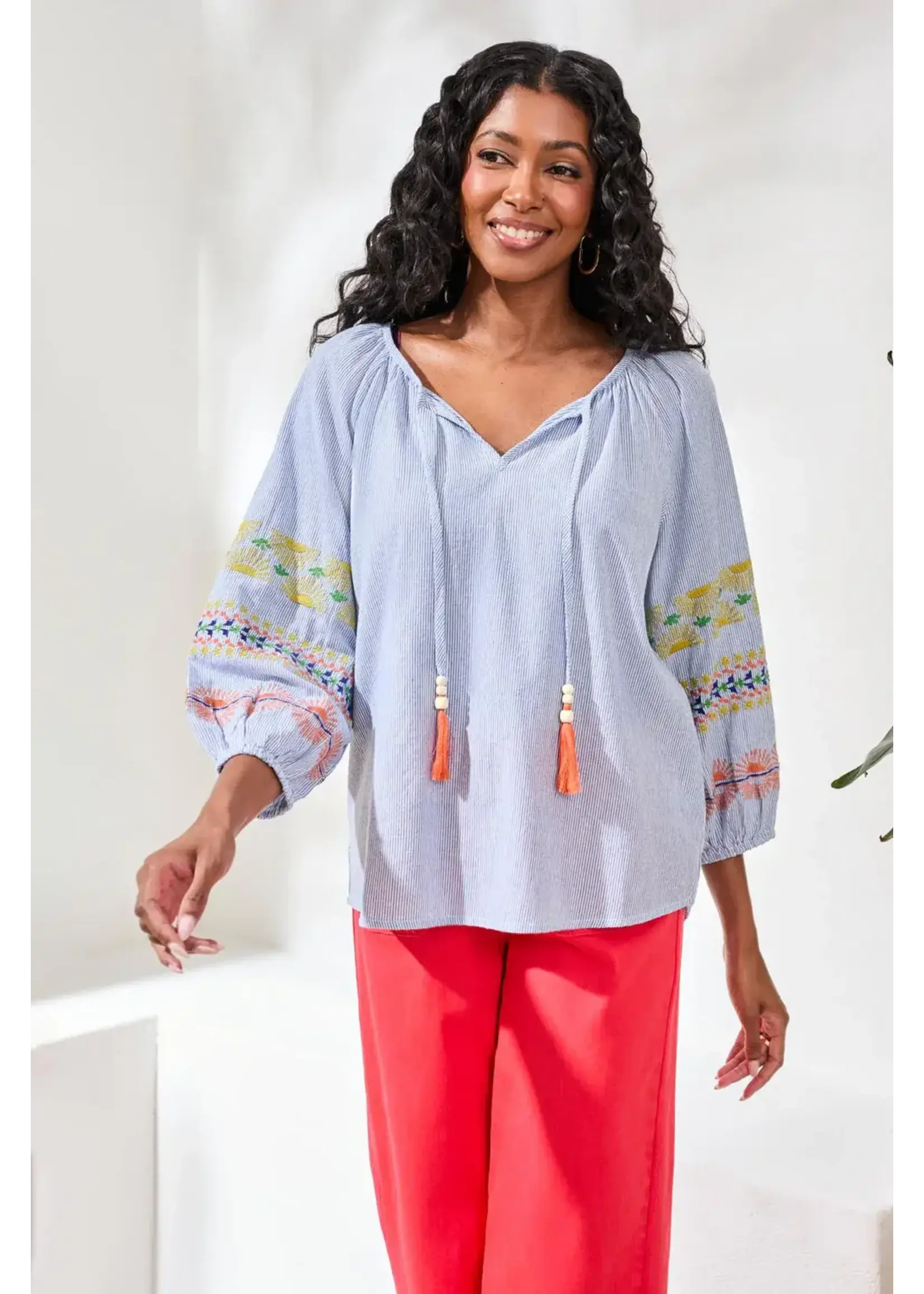 Tribal T Embroidered Raglan Blouse