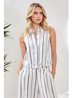 Tribal Hidden Placket Shirt Elastic Waist