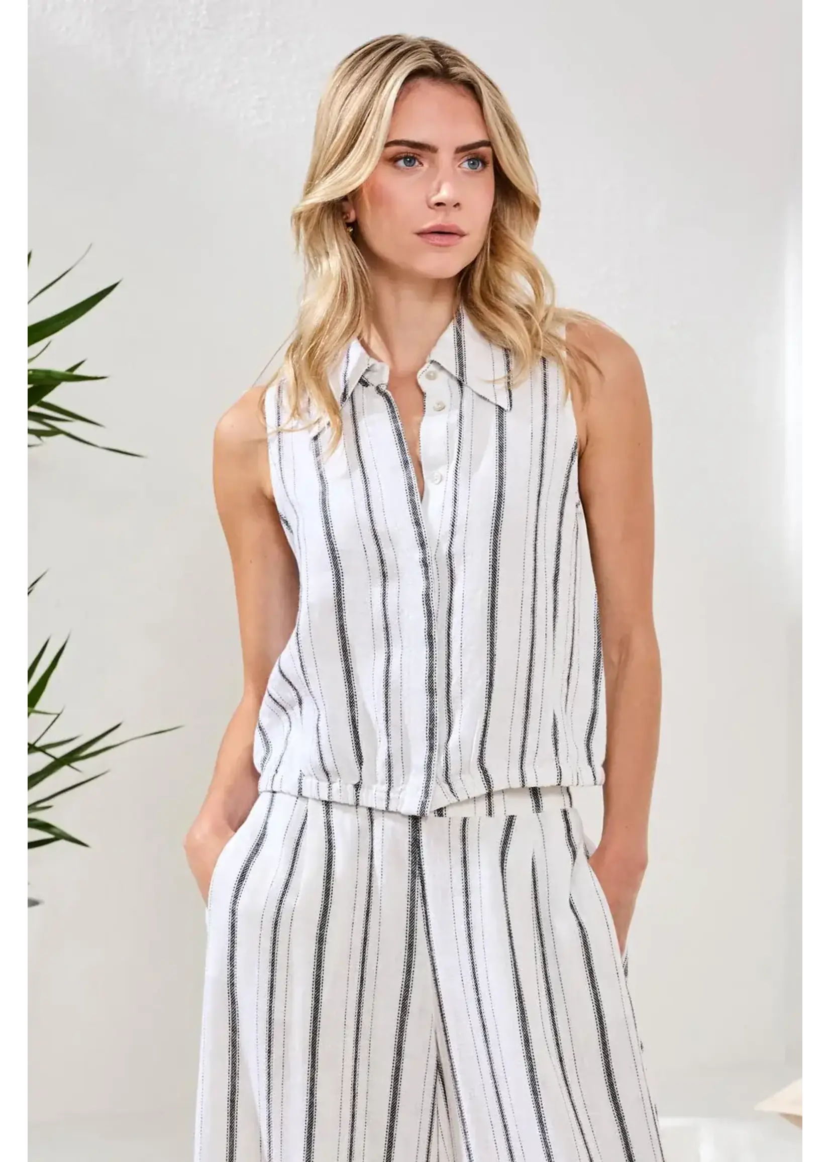 Tribal T Hidden Placket Shirt Elastic Waist