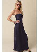 olivaceous Strapless Linen Maxi