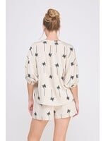 Allie Rose AR Palm Tree Embroidered Top