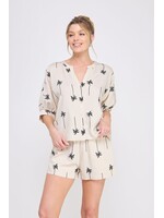 Allie Rose Palm Tree Embroidered Top