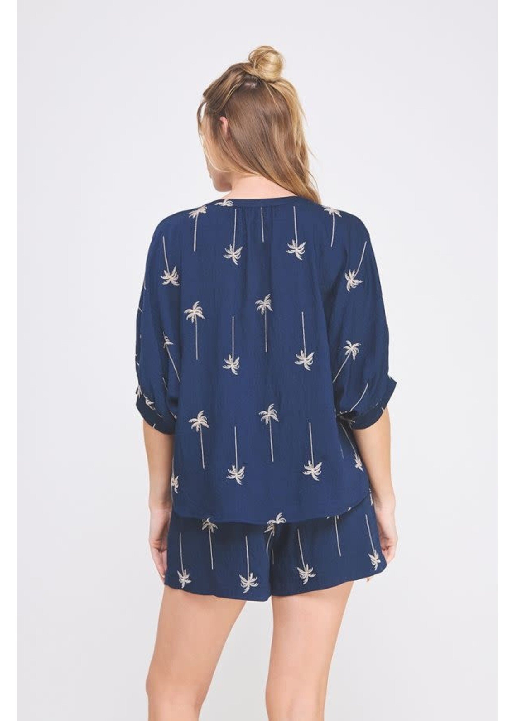 Allie Rose AR Palm Tree Embroidered Top