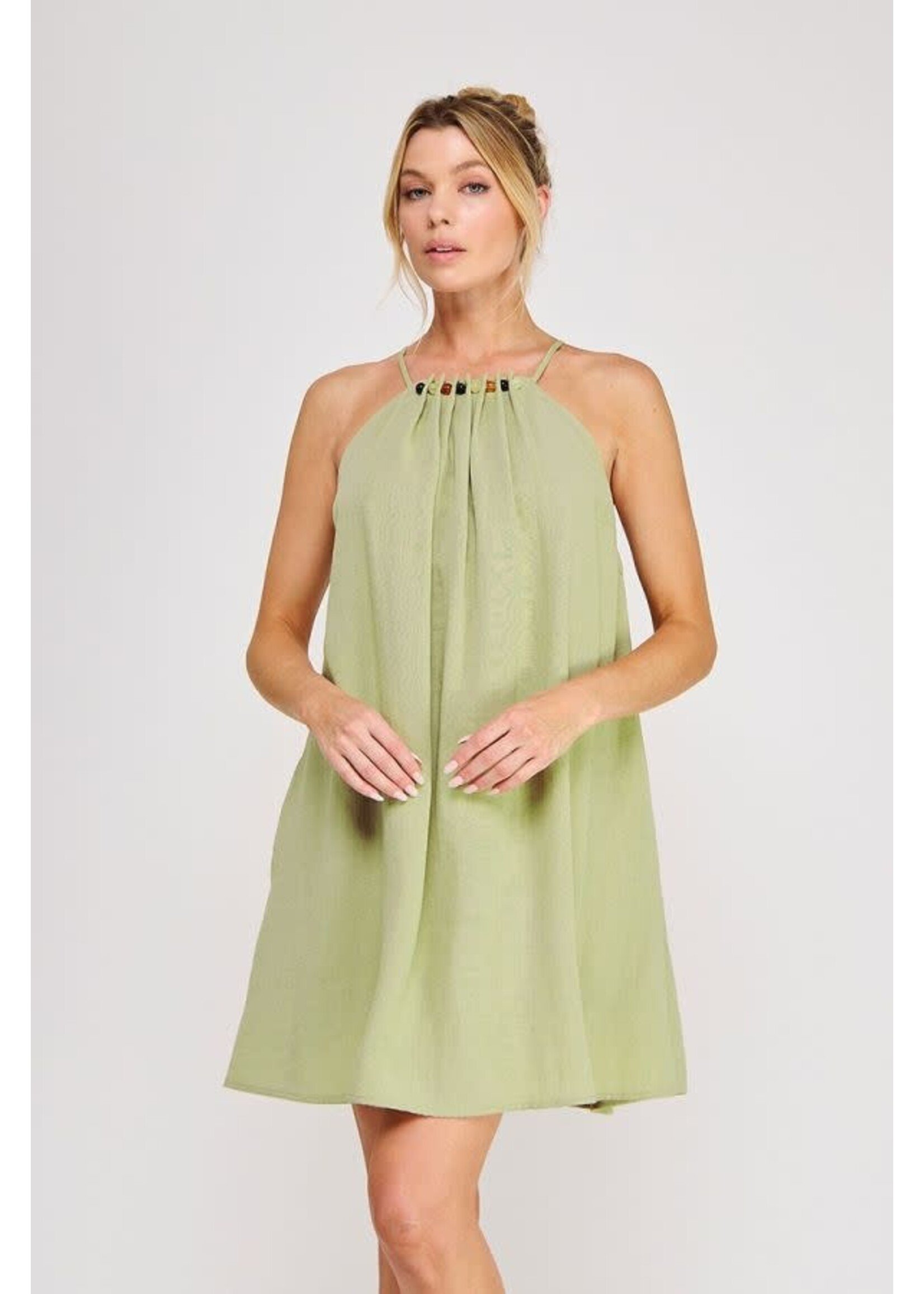 Allie Rose AR Linen Bead Neck Dress