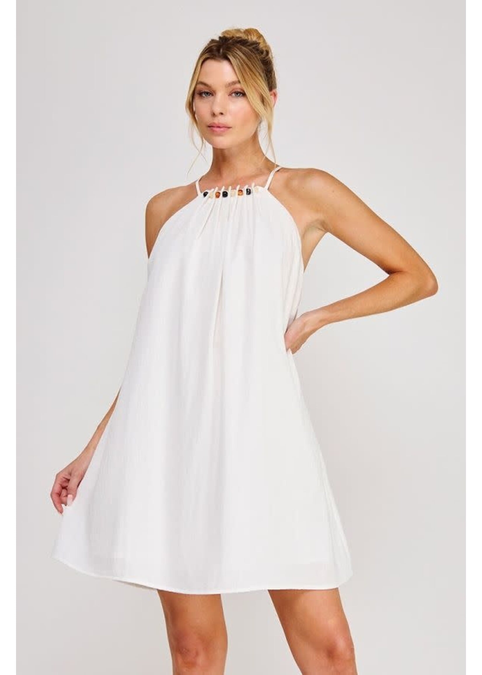 Allie Rose AR Linen Bead Neck Dress