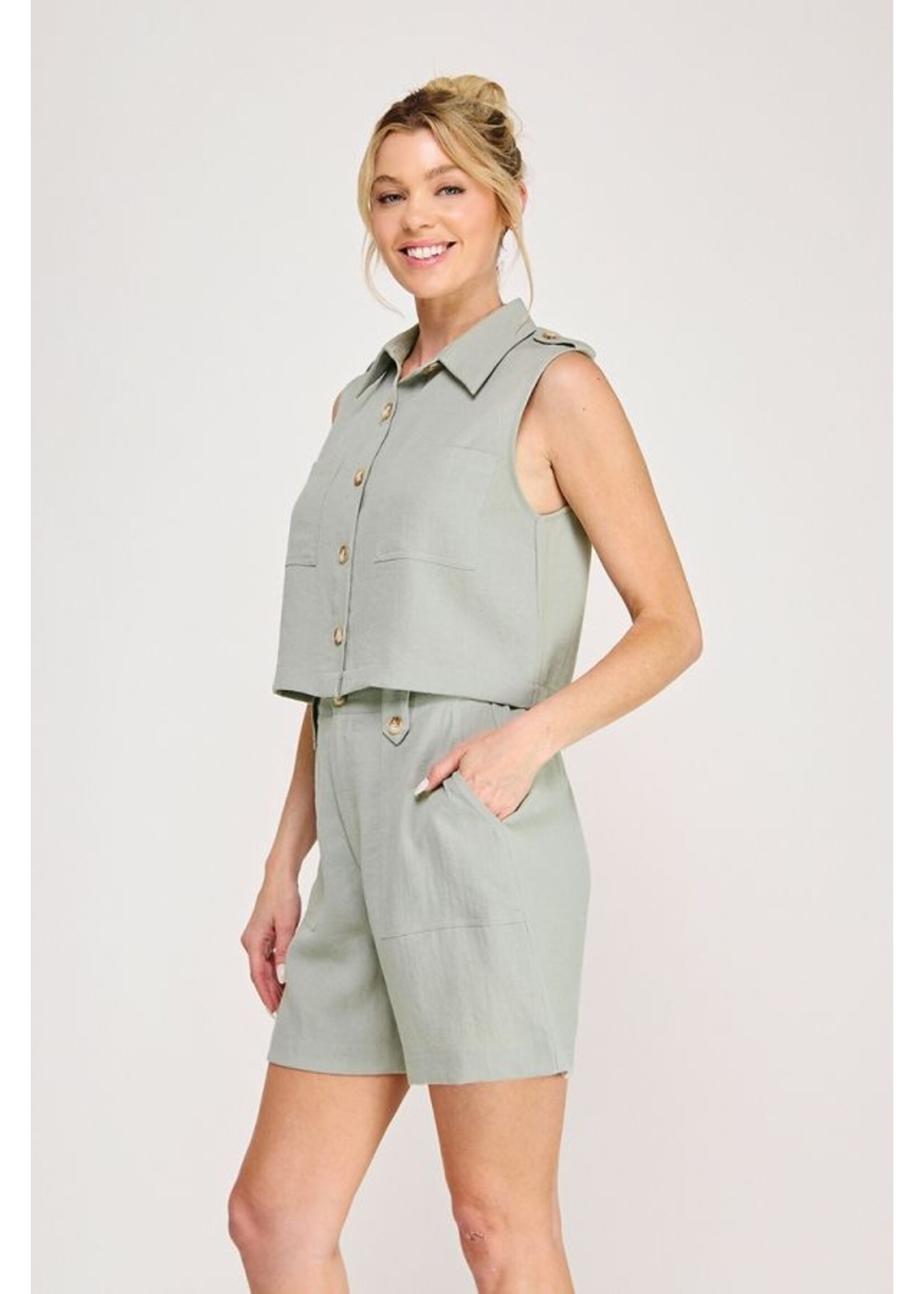 Allie Rose Collared Safari Shirt