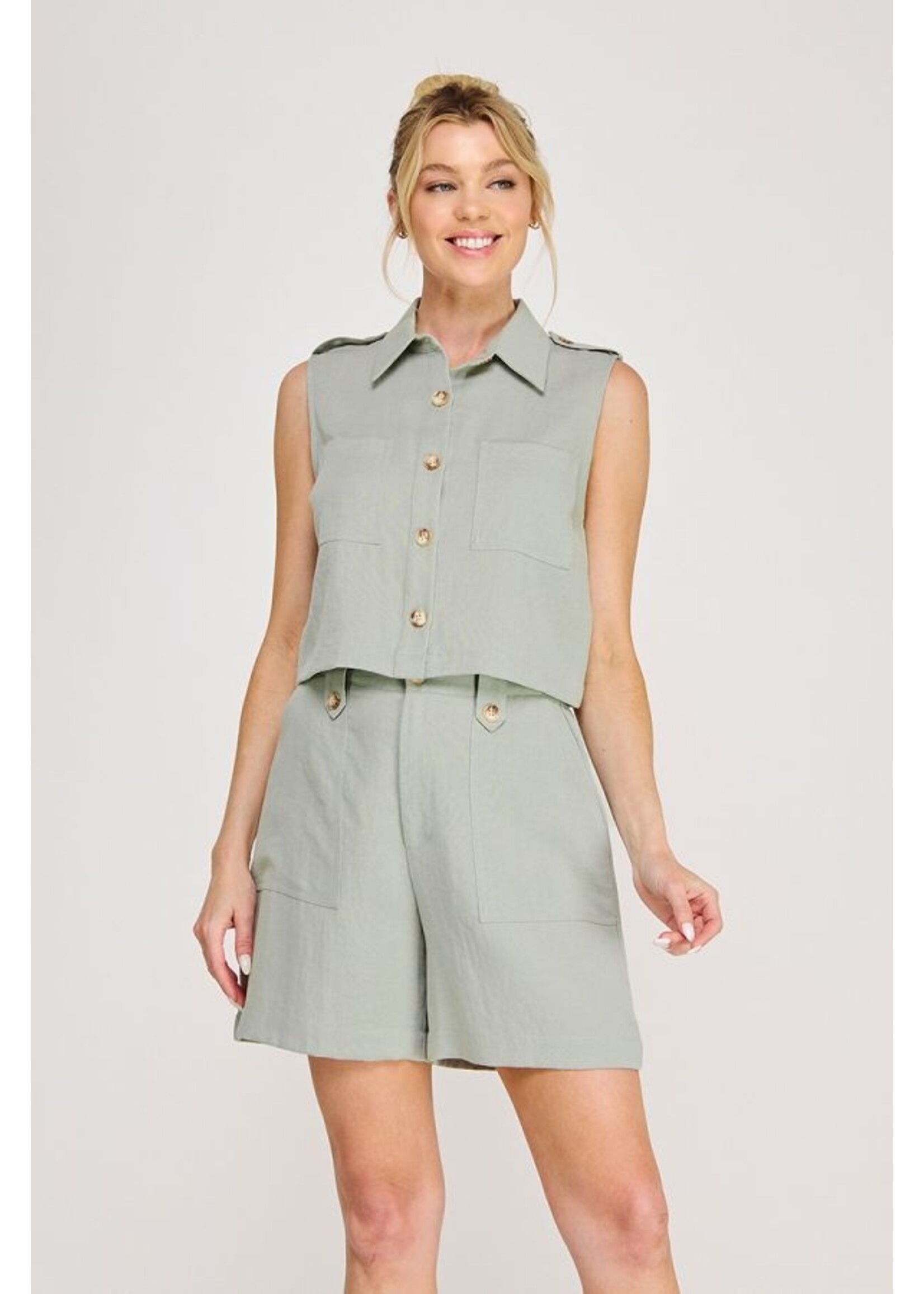 Allie Rose Collared Safari Shirt