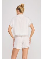 Allie Rose Linen Eyelet Top