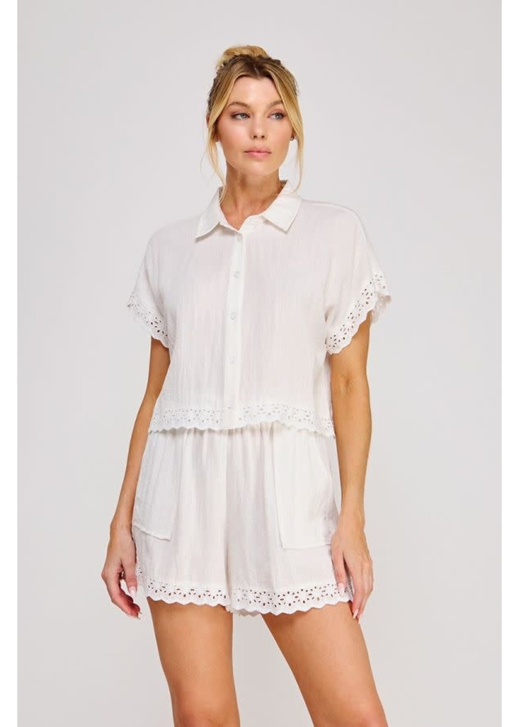 Allie Rose AR Linen Eyelet Top