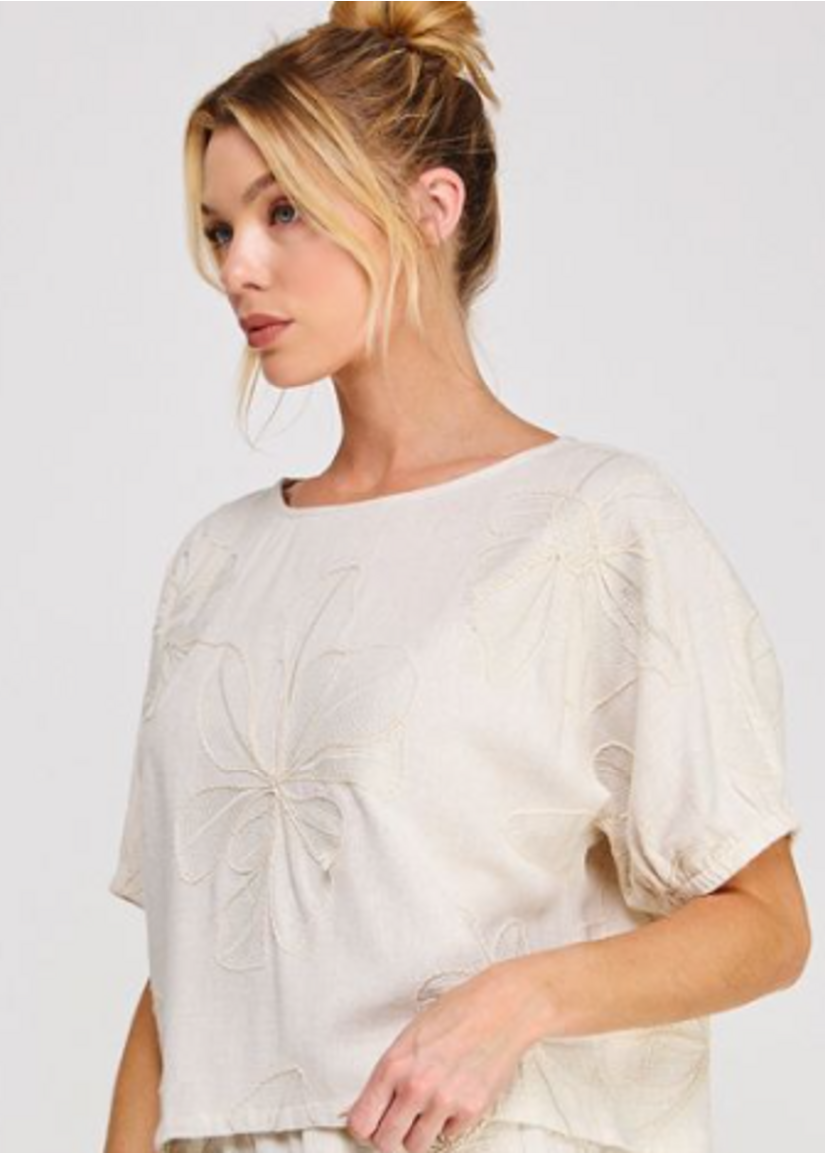 Allie Rose  Floral Embroidered Dolman Top