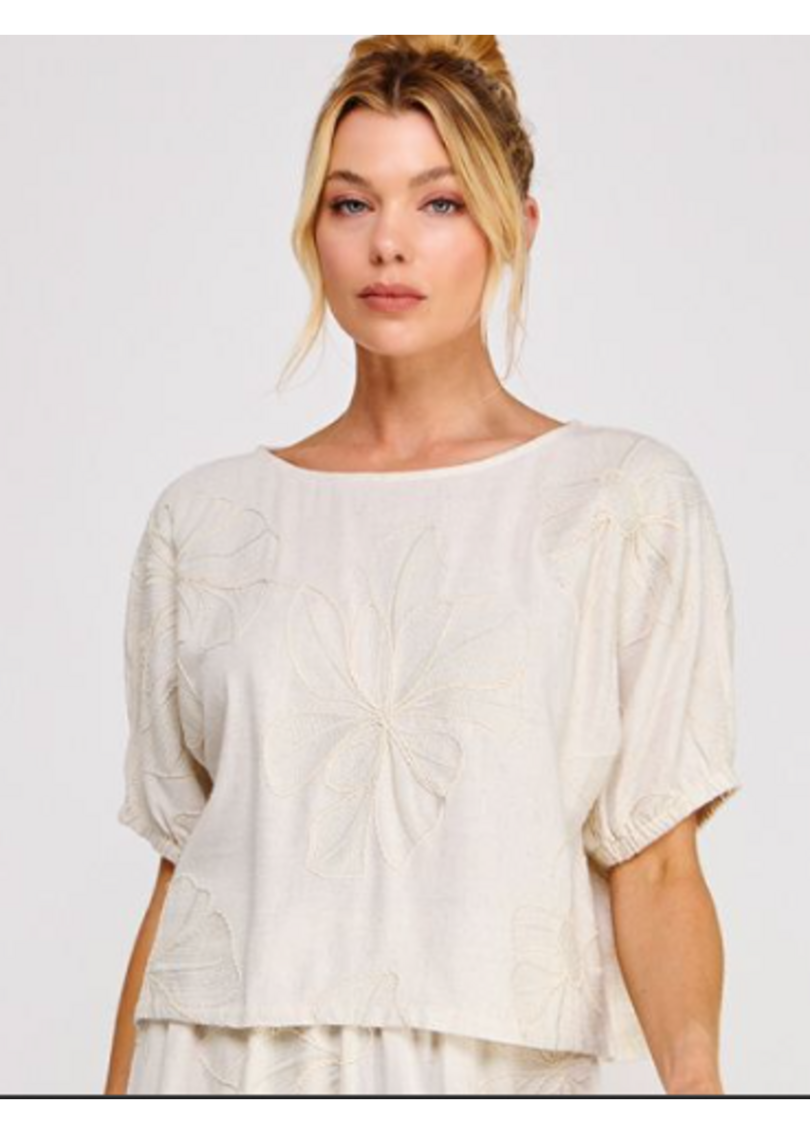 Allie Rose  Floral Embroidered Dolman Top